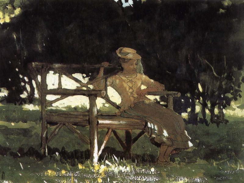 Winslow Homer Girls on the bench oil painting image